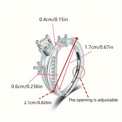 Adjustable Women’s Starry Sky Ring with Synthetic Cubic Zirconia