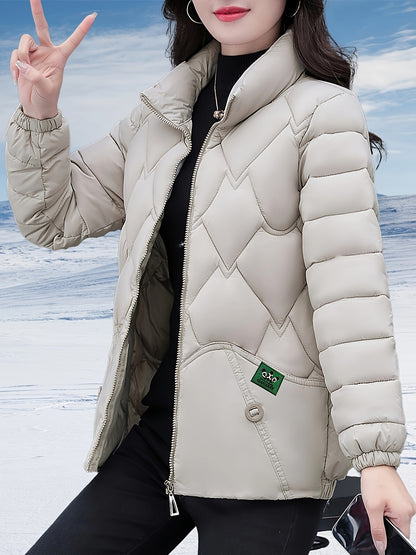 Women's Stylish Winter Coat - Black Herringbone Design, Flared Hem & H-Silhouette, Long Sleeve Non-Stretch Fabric, Hand Wash Only, Japanese-Korean Inspired for Casual & Formal Occasions