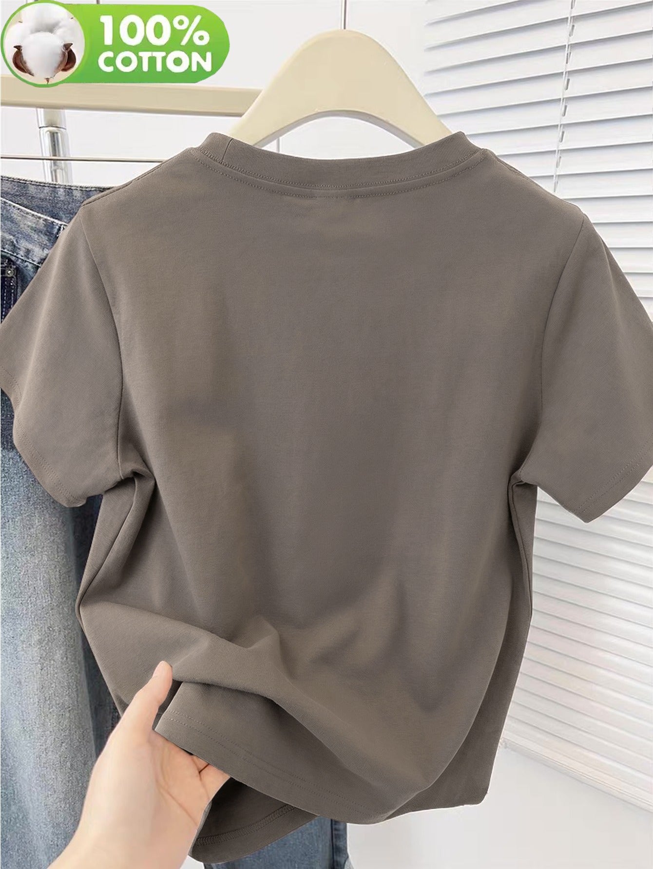 Women's Cotton Casual T-Shirt with Alphabet Pattern, Summer Fit