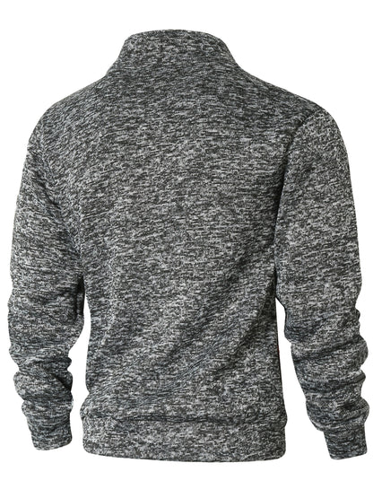 Men's Sporty Full-Zip Stand Collar Sweatshirt - Long Sleeve Casual Pullover with Neon Green Accents, Solid Color Non-Stretch Fabric, Regular Fit for Fall Winter