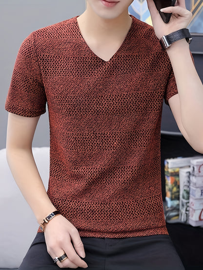 Men's Short-Sleeve T-Shirt Summer Hollow-Out Cool High-End Half Sleeve Breathable Non-See-Through