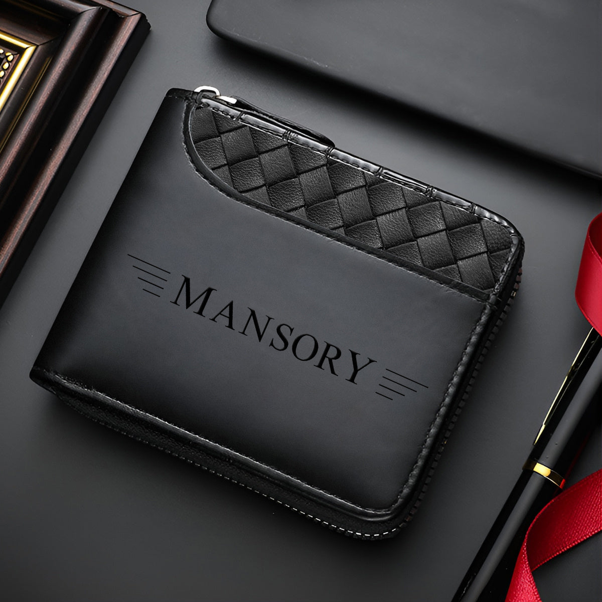 Luxury Faux Leather Wallet for Men | Crocodile Pattern, Embossed Top, Smooth Black, Zip Closure, Multiple Card Slots, Large Capacity, Stitched Design - Perfect Gift for Father, Husband, Brother