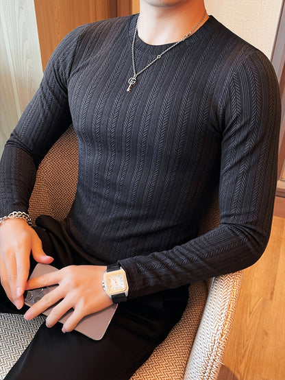 Men's Slim-Fit Long Sleeve T-Shirt - Casual  Stylish, Perfect for Fall/Winter, Machine Washable