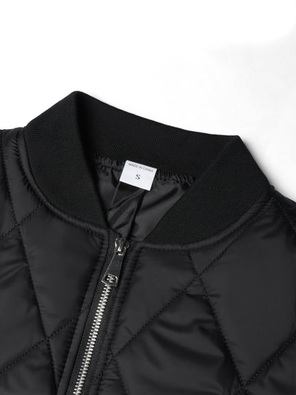 Men's Casual Padded Baseball Collar Coat with Chest Print