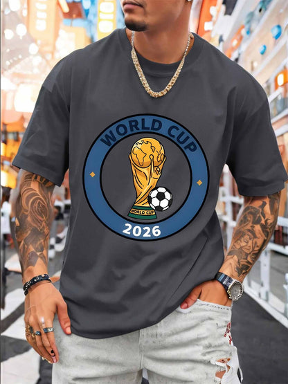 Men's FIFA World Cup Soccer Ball Mesh T-Shirt, Casual Sporty Fit