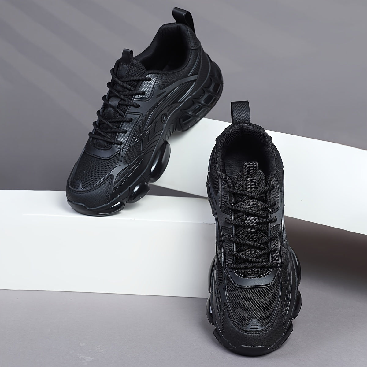 Men's Retro Low-Top Sneakers /Fabric Upper & Sole Lace-Up Sneakers - Cushioned Round Toe, Solid Color Casual Shoes Suitable for, Gym, Casual Attire, - Comfortable Footwear - ayq