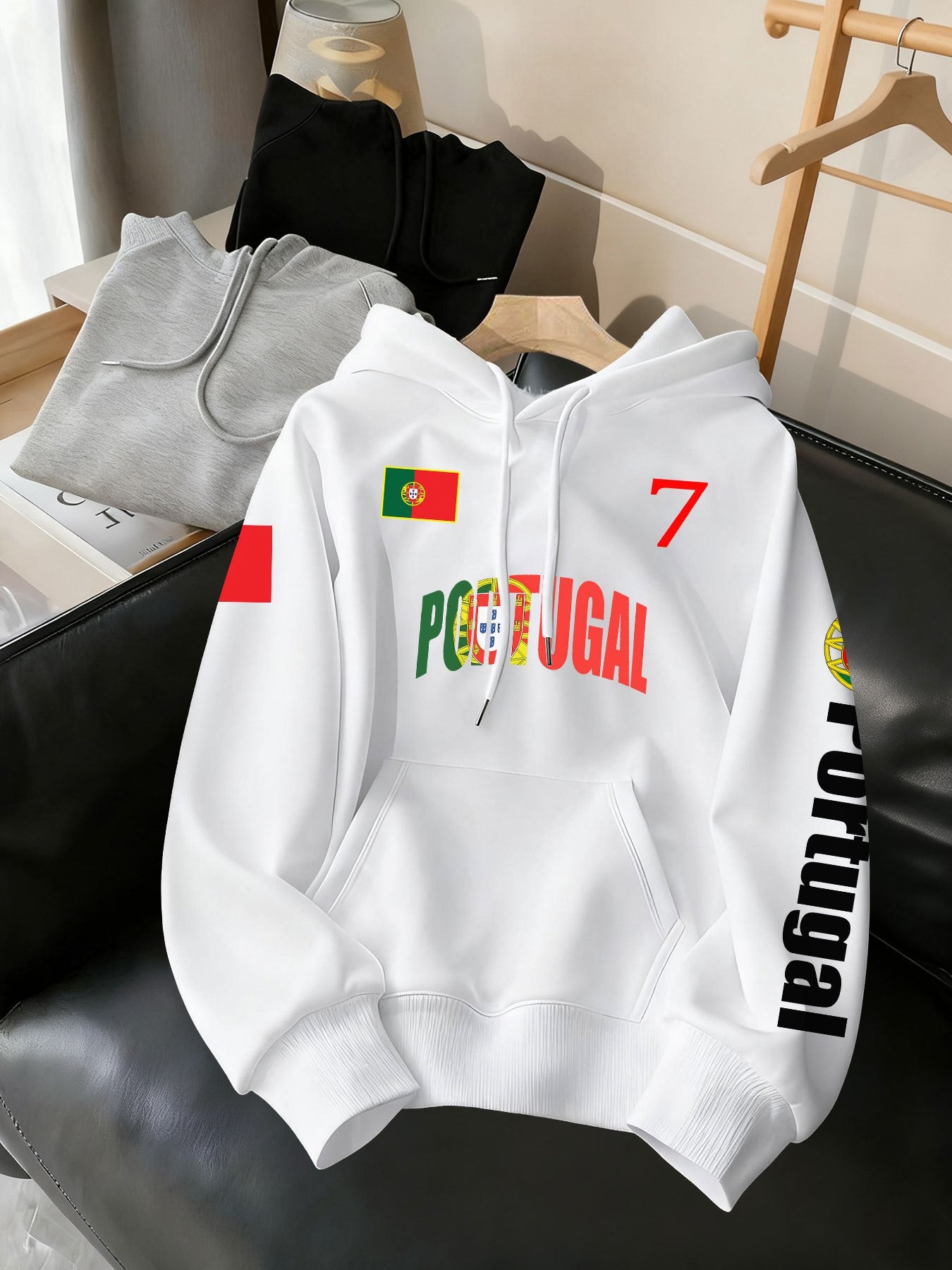 Men's Portugal Number 7 Hooded Sweatshirt Casual Polyester Hoodie