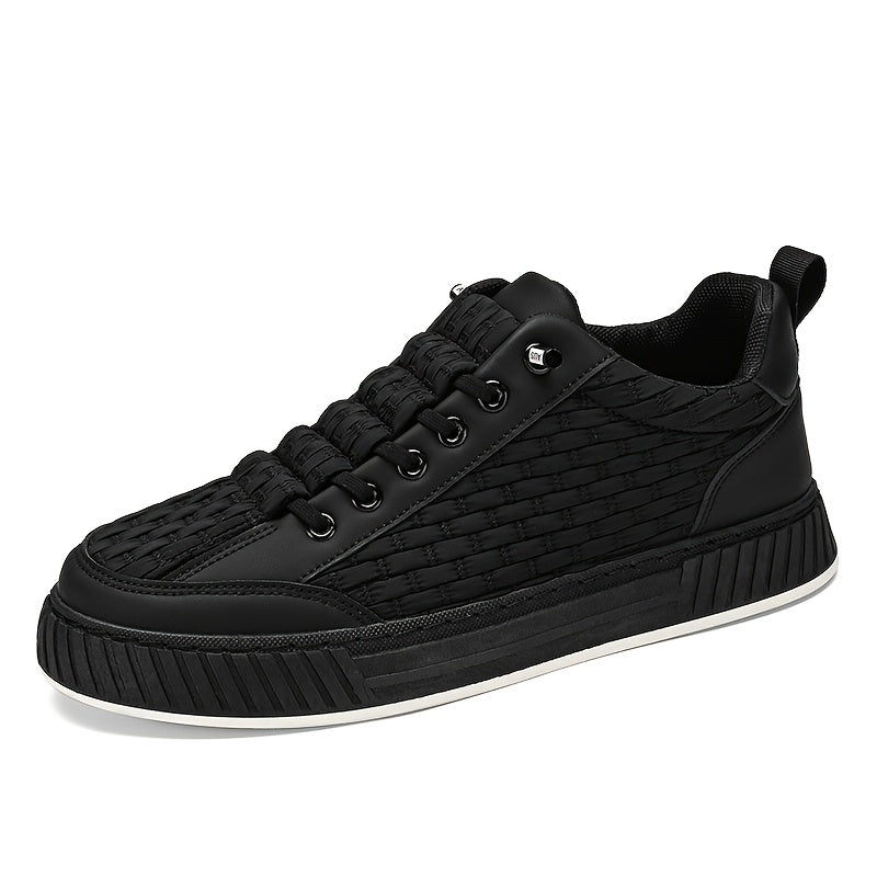 Unisex Casual Sneakers with Elastic Band, Low-Top PU Fabric