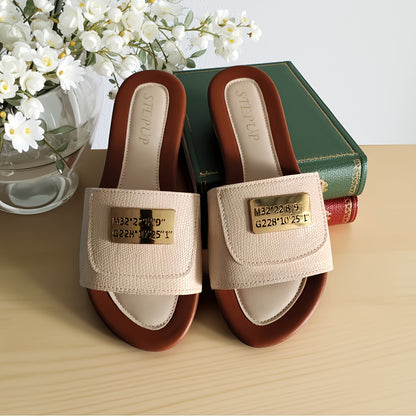 Women's Elegant Metal Buckle Slip-On Flat Sandals for Summer