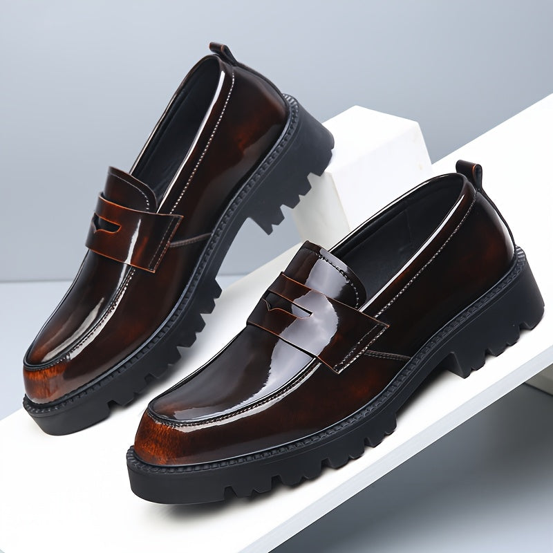 Men's Genuine PU Leather Business Casual Slip-On Shoes