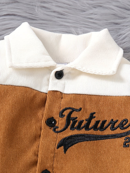 Boys' Fall-Winter Corduroy Bomber Jacket & Pants Set - ayq