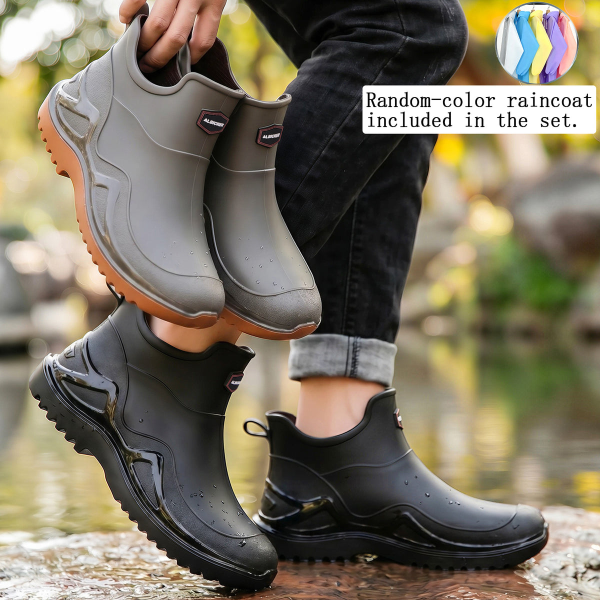 Men's Lightweight Short Rain Boots with Slip-On Comfort