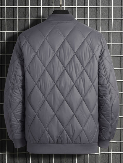 Men's Casual Padded Baseball Collar Coat with Chest Print