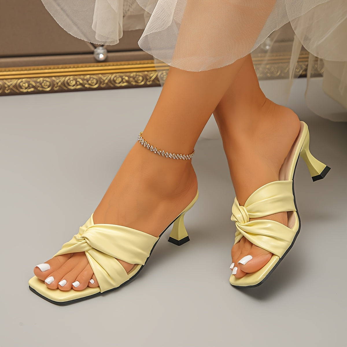 Women’s Elegant Stiletto Sandals with Square Open Toe