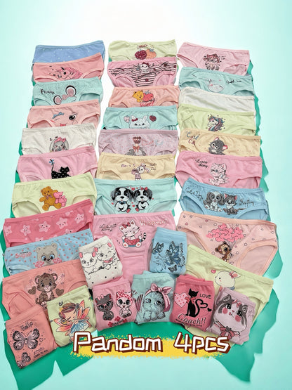 Girls' Cotton Blend Triangle Briefs 4-Pack with Cute Prints