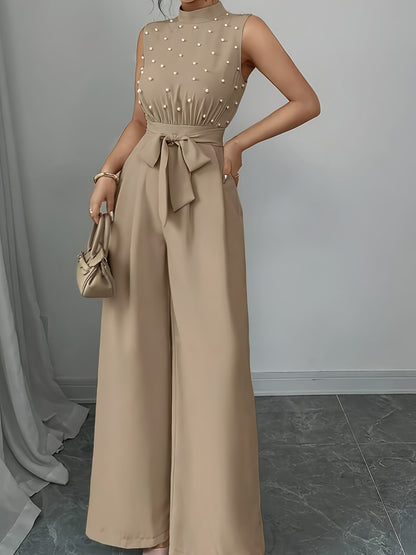 Sleeveless High-Neck Wide-Leg Jumpsuit