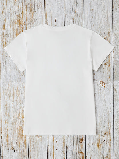 Women's Casual Solid Color Cotton T-Shirt, Crew Neck Summer Tee