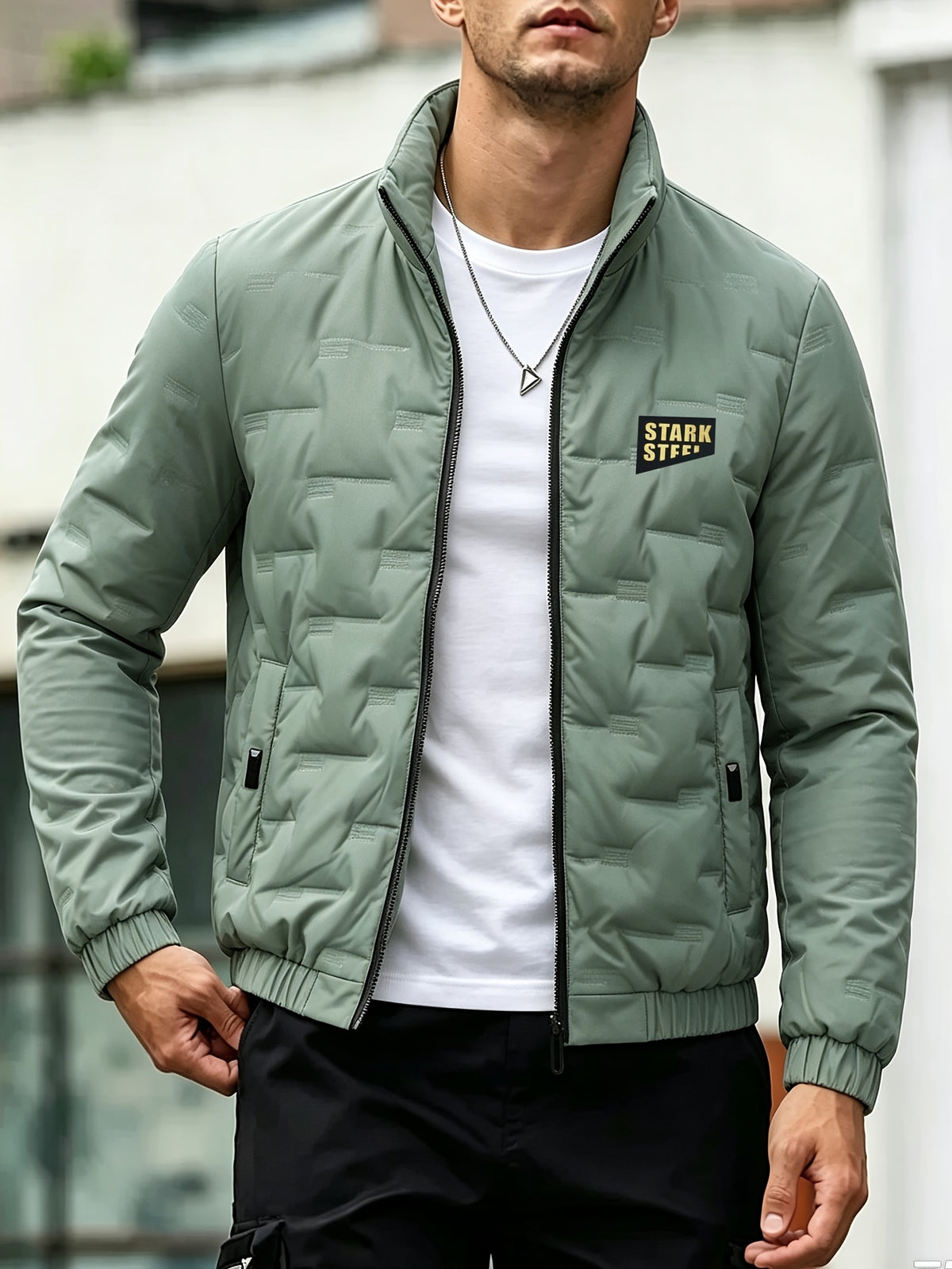 Men's Casual Stand Collar Thickened Outer Jacket for Fall Winter