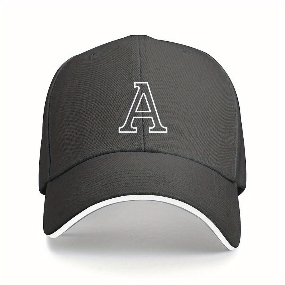 Lightweight Sports Baseball Cap with Ornate Letter A Print