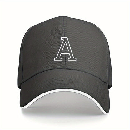 Lightweight Sports Baseball Cap with Ornate Letter A Print
