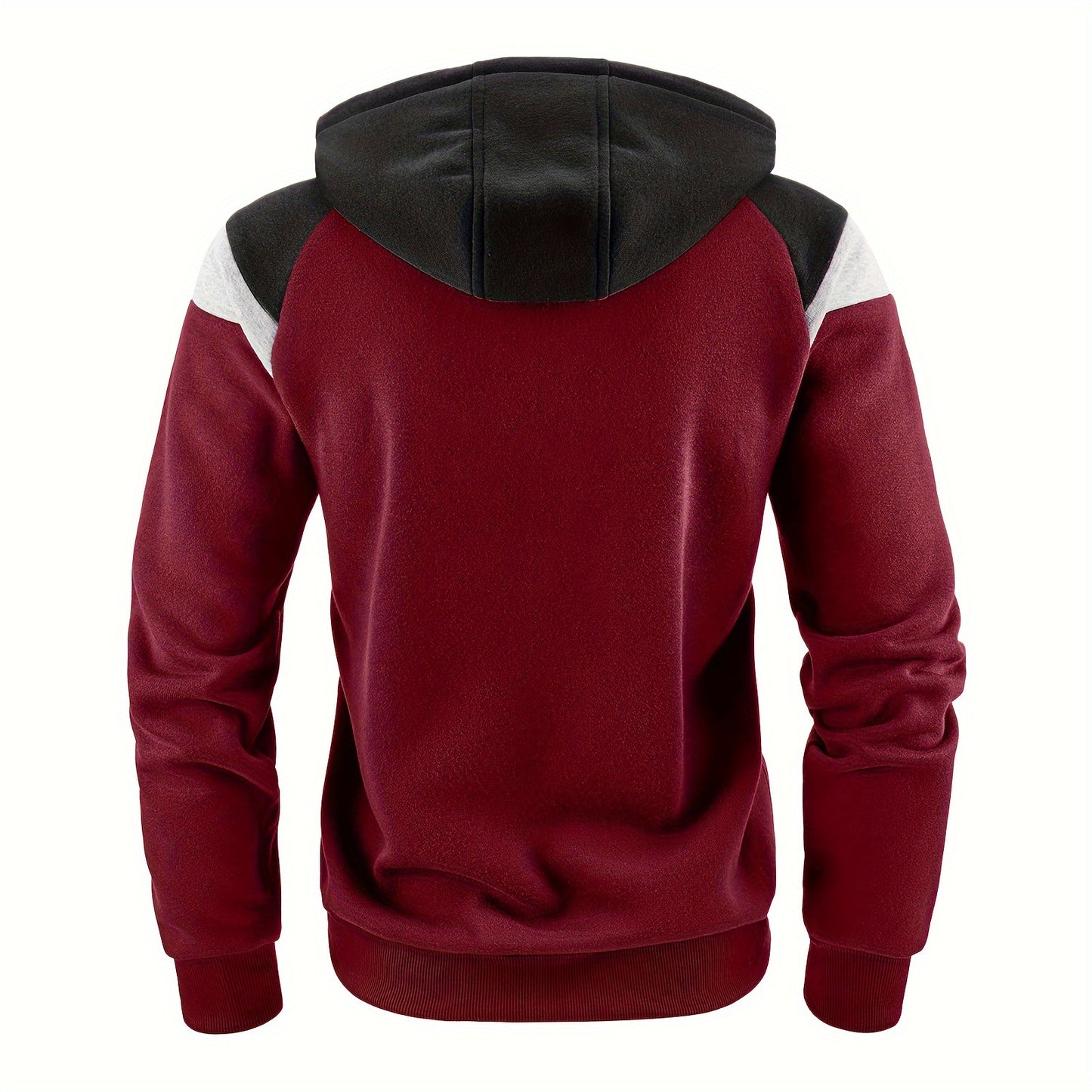 Men's Zip-Up Hoodie Jacket - Full-Zip Front Closure, Zipper Cardigan, Long Sleeve Pullover for Gym, Office, Everyday - Lightweight Warmth in Burgundy/Black/ Colors Available - Easy-Care Zippered Casual Outerwear, Hoodie Zip U