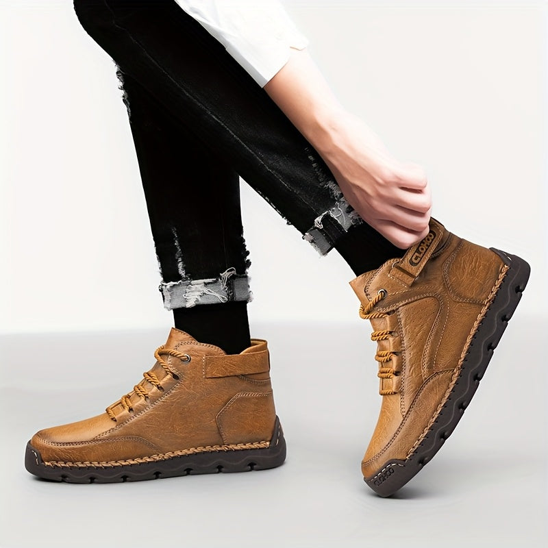 Men's Business Casual High-Top Boots with Rubber Sole