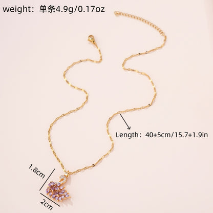Elegant Swan Pendant Necklace with Cubic Zirconia for Women