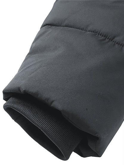 Men's Heavy-Duty Winter Hooded Jacket with Fur-Like Collar & Pockets - Navy Blue/Brown Coat, Golden-Tone Zipper Closure, -Filled Casual Outerwear for Cold Weather (Hand Wash/Dry Clean)