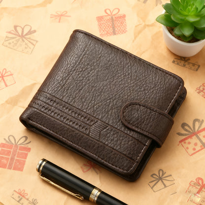 Men'S Ultra-Thin Wallet | Durable Starfruit Pattern Faux Leather, Large Capacity, Secure Snap Closure, Compact and Simple Style, Ideal for Business, Daily Use, and Gifts - Black | Perfect for Valentine'S Day, Birthdays, Anniv