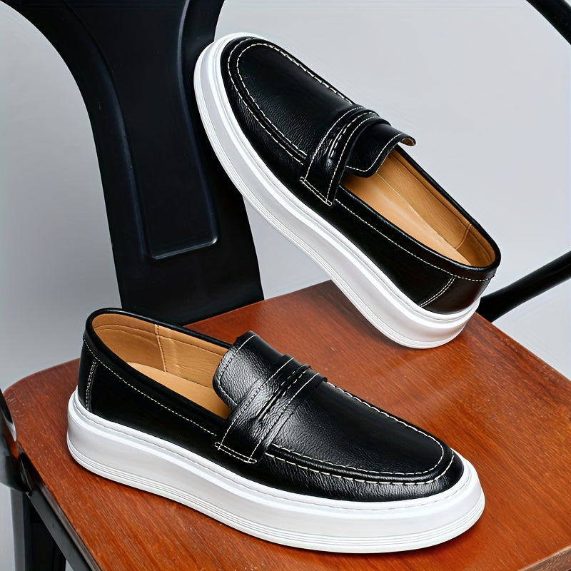 Men's All-Season Casual Loafers Slip-On Split Leather Shoes