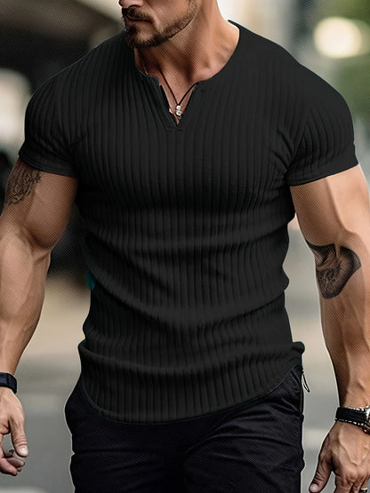 Men's Slim V-Neck Casual Short Sleeve T-Shirt for Summer