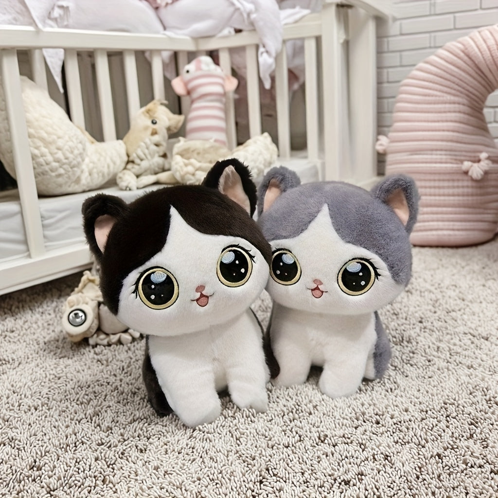 A New Cute Cartoon Plush Toy of a Small Cat, Available in Gray And Black Styles, Perfect As a Holiday Gift, Present, Christmas Surprise, Thanksgiving Gift, Friend Gift, Holiday Present, Day Gift, Couple'S Gift, Valentine'S Da
