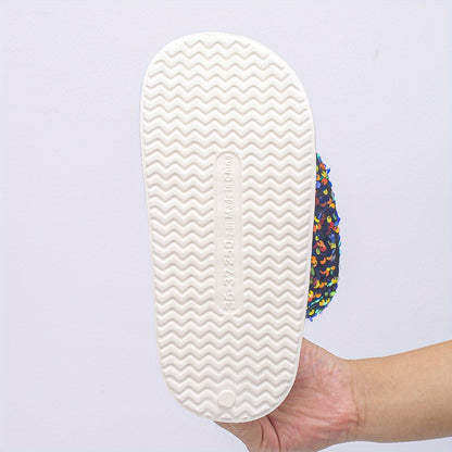 Women'S Sparkling Sequin Snow Boots - Cozy Fleece-Lined Slip-On Ankle Boots with Thick Rubber Sole, Lightweight & Warm for Winter, Blue & White Glittery Design, Perfect for Casual or Festive Outfits, Winter Boots