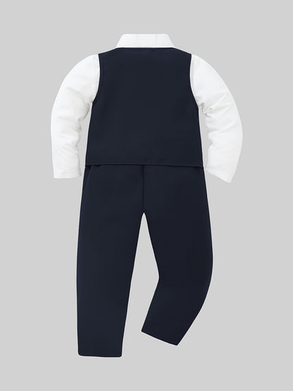 Boys Navy Blue Vest & Trousers Set for Spring Summer