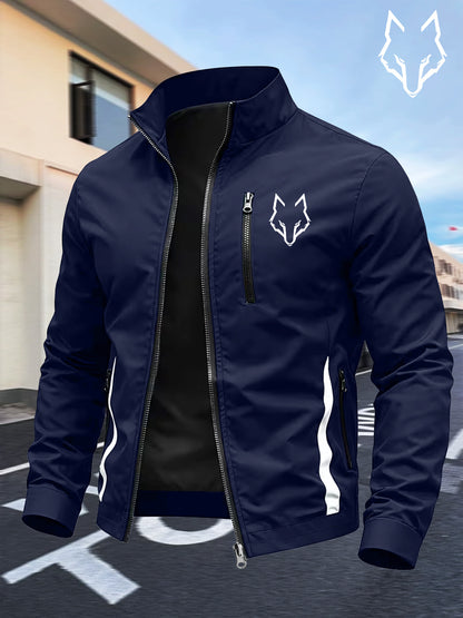 Men’s Casual Windbreaker Jacket with Zipper and Pockets