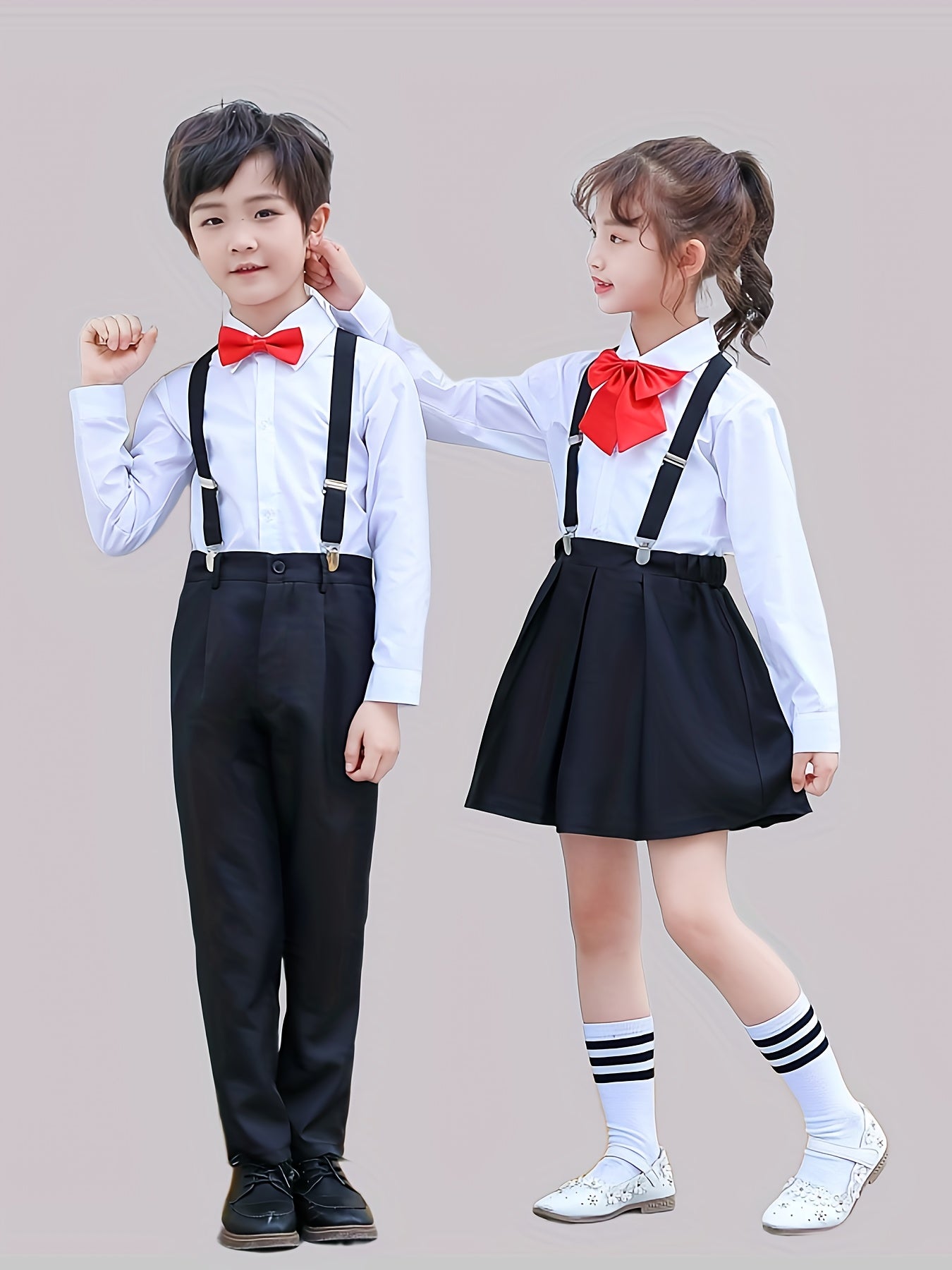 4-Piece Boys & Girls School Uniform Set with Dress & Bow Tie