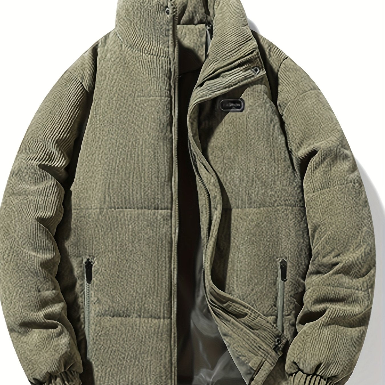 Men'S Heavyweight Winter Jacket - Thermal Insulated Cold Weather Coat with Full-Zip Closure, Front Zipper Pocket - Brown Outer Shell for Everyday & Formal Use - Non-Stretch Fabric Construction - Fall/Winter Outerwear, Winter