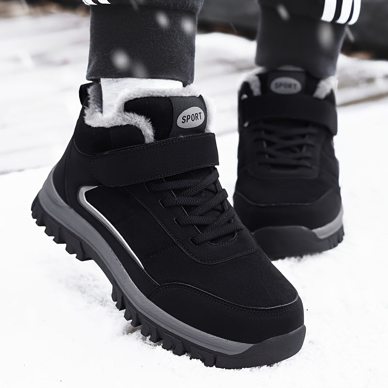 Men's & Women's All-Black Winter/Fall Sneakers - Comfortable Slip-Resistant Arch & Cushioned Insole, Lace-Up or Closure, Slip-Resistant Rubber Sole, Warm Round-Toe Design - Casual & Light Sports Shoes for Elderly, Seniors, Wa