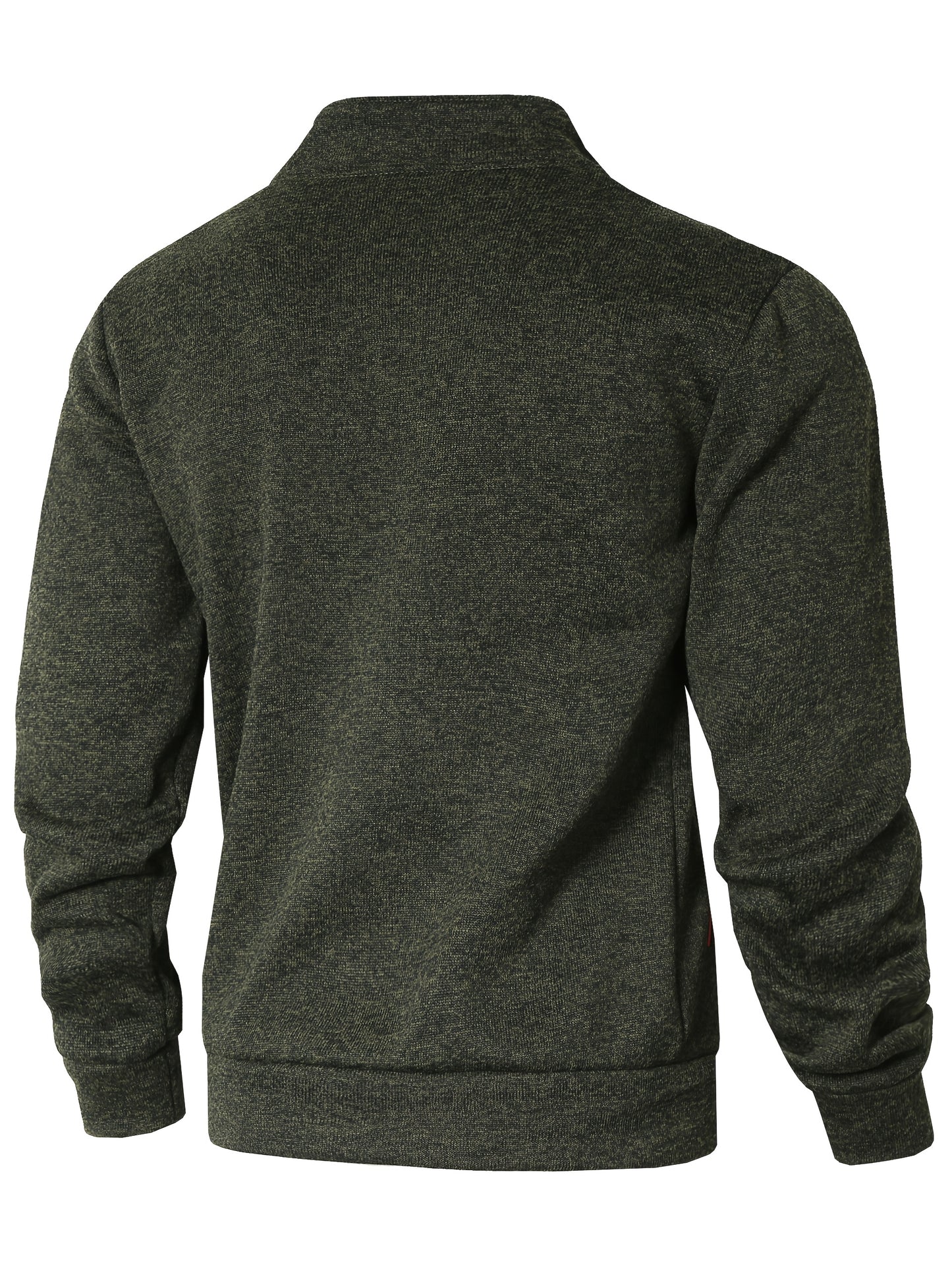 Men's Sporty Full-Zip Stand Collar Sweatshirt - Long Sleeve Casual Pullover with Neon Green Accents, Solid Color Non-Stretch Fabric, Regular Fit for Fall Winter