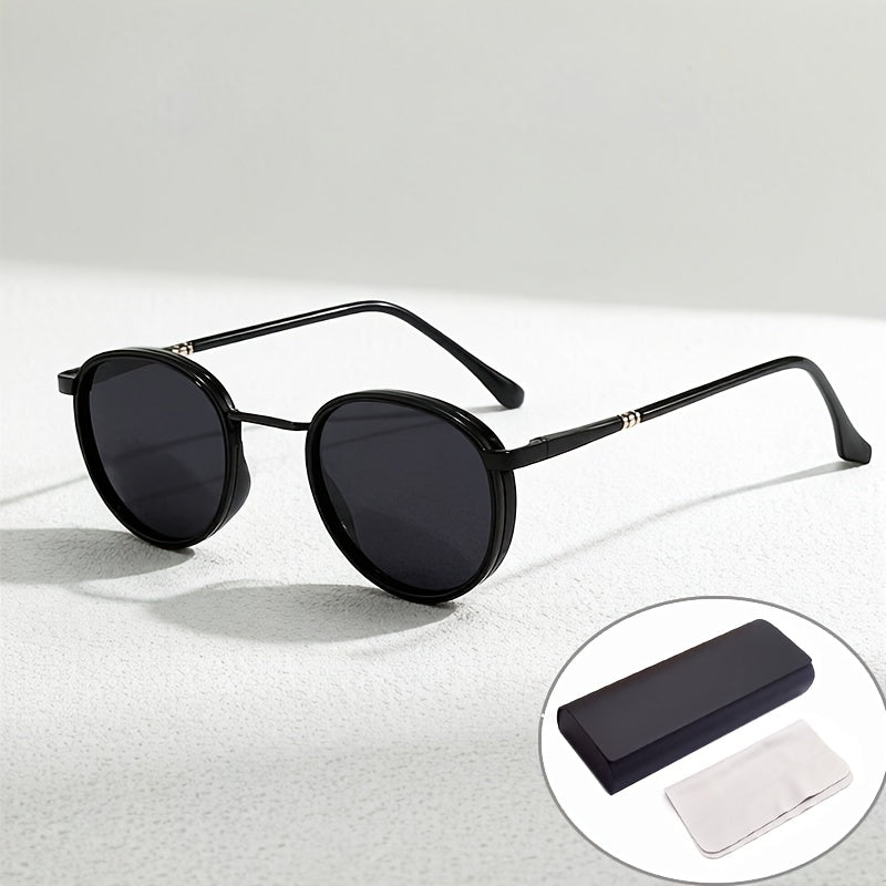 Unisex Polarized Round Sunglasses with Stainless Steel Frame