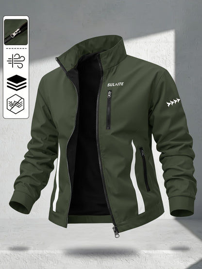 Men's Vintage Casual Bomber Jacket Stand Collar Windproof Coat