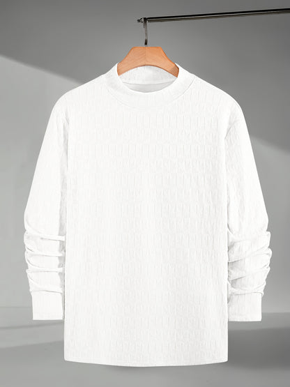 Men'S Long-Sleeve T-Shirt with a Half-High Collar, Casual Jacquard Base Layer for Outerwear, Stylish And High-Quality Top for Autumn And Winter