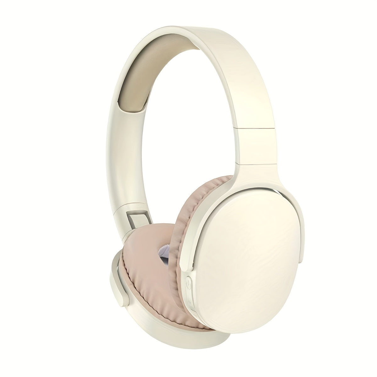 Beige Wireless Headphones, High Fidelity Stereo Sound, Foldable Design, Suitable for Travel and Sports, Compatible with Mobile Phones, Button Volume Control, USB Type-C Charging, Rechargeable Lithium Polymer Battery, Non-Wate