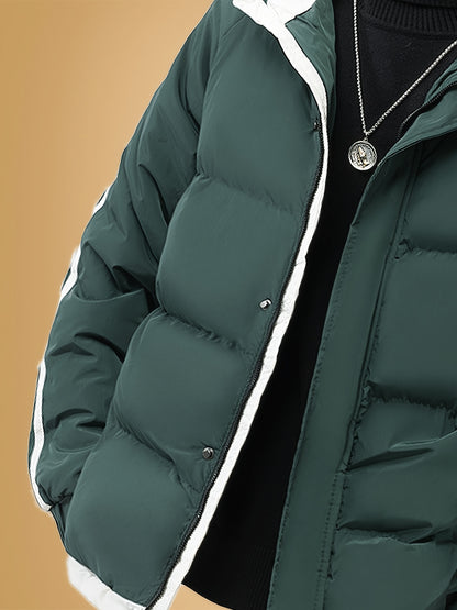 Men's Heavyweight Winter Coat - Hooded Jacket with Full-Zipper Closure, Insulated Outer Shell for Extreme Cold, Front Pockets - Dark Grey/White color, Hand Washable - Ideal for Everyday & Formal Cold Weather Outfits by OceanM