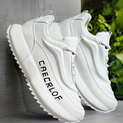 Men's Casual Lace-Up Basketball Shoes, Classic White and Blue Contrast Sneakers, Offering a Breathable, Lightweight, and Comfortable Feel with Shock Absorption and Wear Resistance. Suitable for All-season Casual and Daily Spo - ayq