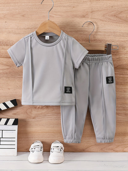 Summer Boys' Casual T-Shirt & Pants Set 0-3 Years Polyester - ayq