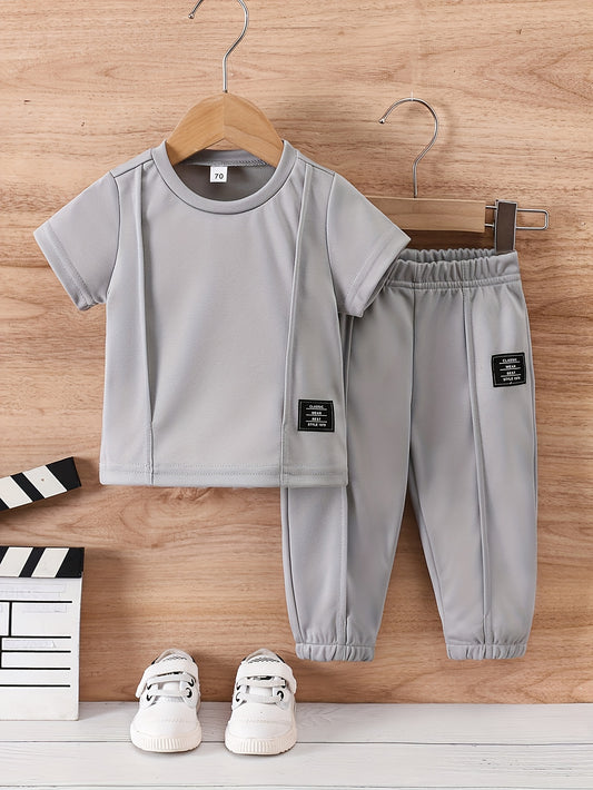 Summer Boys' Casual T-Shirt & Pants Set 0-3 Years Polyester