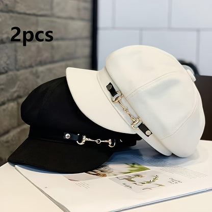 2 Elegant Black And White Classic Women's Berets with Exquisite Craftsmanship, Fashionable Embossed Beret Style, Hand Washable, Suitable for Parties, And Fashionable Berets for Women to Wear Daily