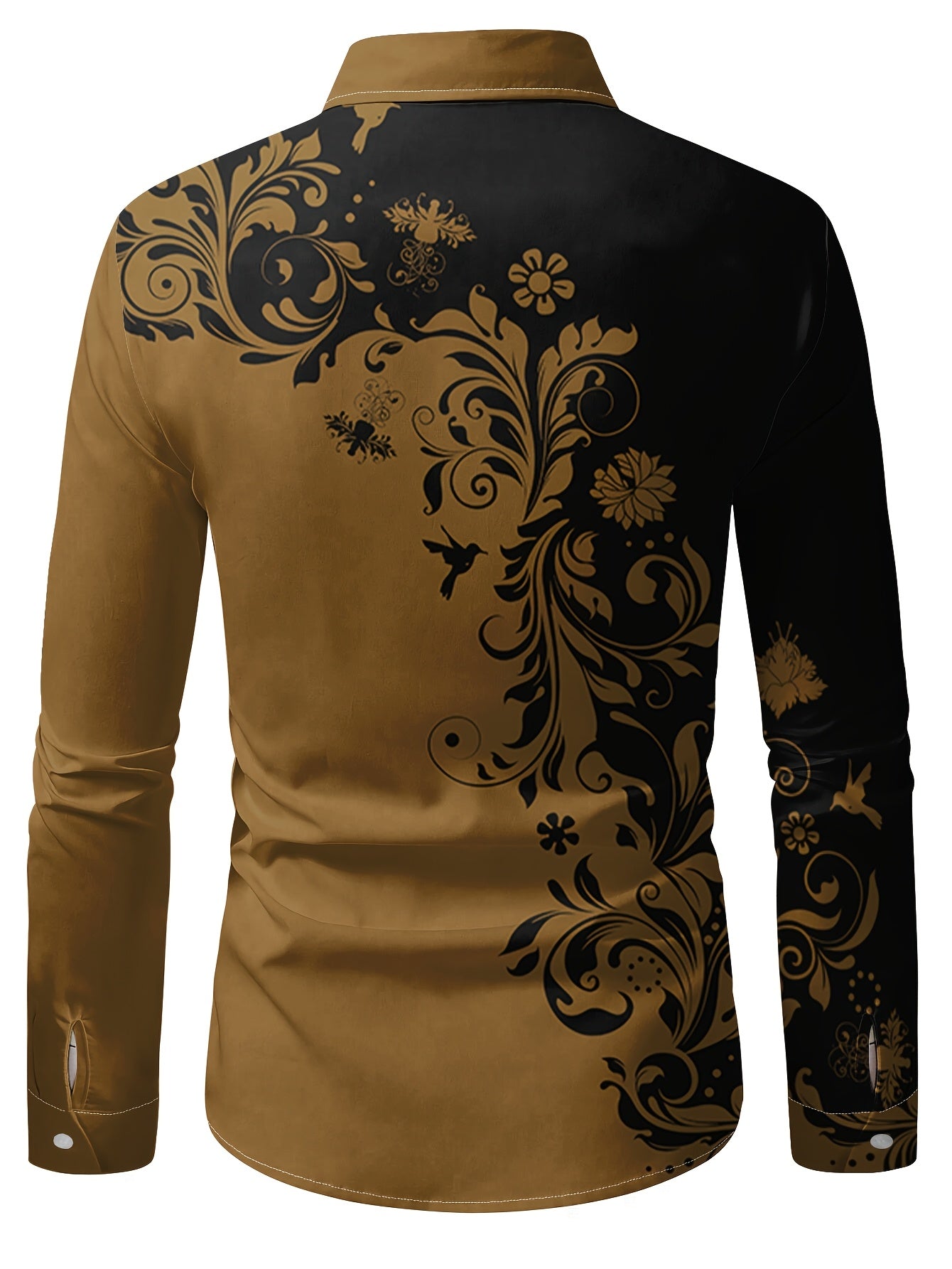 Men'S Casual Floral Print Dress Shirt - Black & White Swirl Design, Button-Up Collar, Long Sleeve, Regular Fit for Spring/Fall, Versatile for Casual & Formal Wear, Spring Fashion, Nonelastic Fabric, Elegant Shirt For Men, Lon