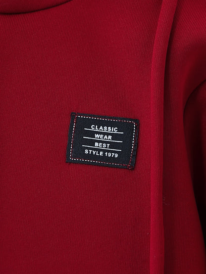 2pcs Girls' Fleece Hooded Sweatsuit Set - Oversized Hoodie & Jogger Pants with Elastic Waist, Thick Warm Winter Outfit, Machine Washable Red Sweatsuit for Casual Casual Attire & Clothing (Matching Outfit) - Cozy Fleece Fabric